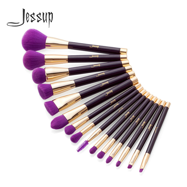 Jessup Makeup Brushes Set 15pcs Purple/Dark Violet Brochas Maquillaje Pinceaux Maquillage Eyeshadow Powder Liner Contour Spoolie