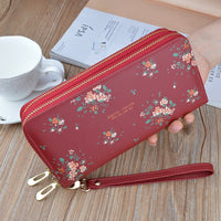 Wristband Phone Purses Women Wallets Splice Female Purse Leather Ladies Long Woman Wallets Big Card Holder Clutch Double Zipper