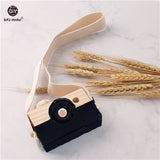 Let&#39;s Make Nordic Hanging Wooden Camera Toys Kids 1pc Beech Wooden Camera Strap Wood Blocks Baby Product Gifts Montessori Toys