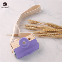 Let&#39;s Make Nordic Hanging Wooden Camera Toys Kids 1pc Beech Wooden Camera Strap Wood Blocks Baby Product Gifts Montessori Toys