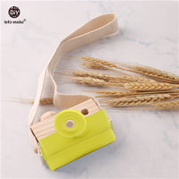Let&#39;s Make Nordic Hanging Wooden Camera Toys Kids 1pc Beech Wooden Camera Strap Wood Blocks Baby Product Gifts Montessori Toys