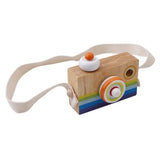 Let&#39;s Make Nordic Hanging Wooden Camera Toys Kids 1pc Beech Wooden Camera Strap Wood Blocks Baby Product Gifts Montessori Toys