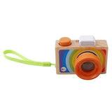 Let&#39;s Make Nordic Hanging Wooden Camera Toys Kids 1pc Beech Wooden Camera Strap Wood Blocks Baby Product Gifts Montessori Toys