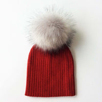 Winter Children Boy Girl Crochet Artificial Pompom Hat Knitted Toddler Kids Caps With Pompon Baby Beanie Hats Bonnet