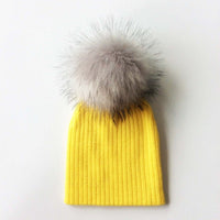 Winter Children Boy Girl Crochet Artificial Pompom Hat Knitted Toddler Kids Caps With Pompon Baby Beanie Hats Bonnet