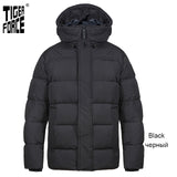 TIGER FORCE  Men's winter jacket  Hooded Mid-length fashion Parka men Down Jacket with Hooded Casual Thicken Warm Overcoat 70750