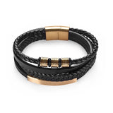 Jiayiqi Fashion Natural Stone Beads Men Bracelet Multilayer Leather Bracelet Punk Jewelry Stainless Steel Magnetic Clasp Bangles