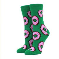 Women Socks Funny Cute Cartoon Fruits Banana Avocado Lemon Egg Cookie Donuts Food Happy colorful novelty skateboard Socks