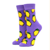 Women Socks Funny Cute Cartoon Fruits Banana Avocado Lemon Egg Cookie Donuts Food Happy colorful novelty skateboard Socks