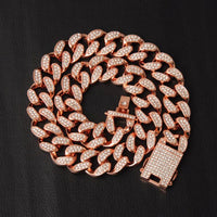 Hip Hop 1Set 20MM Full Heavy Iced Out Paved Rhinestone Miami Curb Cuban Chain CZ Bling Rapper Bracelet Necklaces For Men Jewelry
