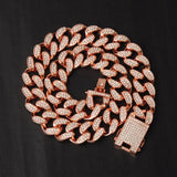 Hip Hop 1Set 20MM Full Heavy Iced Out Paved Rhinestone Miami Curb Cuban Chain CZ Bling Rapper Bracelet Necklaces For Men Jewelry