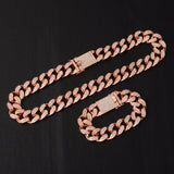 Hip Hop 1Set 20MM Full Heavy Iced Out Paved Rhinestone Miami Curb Cuban Chain CZ Bling Rapper Bracelet Necklaces For Men Jewelry