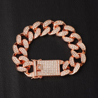 Hip Hop 1Set 20MM Full Heavy Iced Out Paved Rhinestone Miami Curb Cuban Chain CZ Bling Rapper Bracelet Necklaces For Men Jewelry