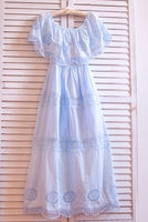 TIYIHAILEY Free Shipping High Quality Cotton Embroidery Dress Summer Long Mid Calf  White Dress Japan Style Slash Neck Dresses