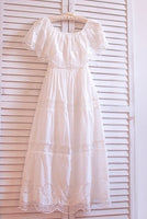 TIYIHAILEY Free Shipping High Quality Cotton Embroidery Dress Summer Long Mid Calf  White Dress Japan Style Slash Neck Dresses