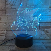 Pokemon Action Figures 3D Led Gengar Mew Dragonite Visual Night Lights Creative Anime Figma Toys Set Ralts Pocket Monster Model