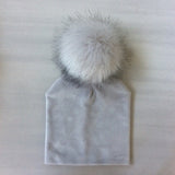 Autumn Winter Kids Girls Solid Velvet Hat With Pompon Baby Beanie Pompom Cap Children&#39;s Accessories