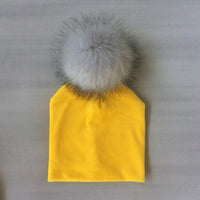Autumn Winter Kids Girls Solid Velvet Hat With Pompon Baby Beanie Pompom Cap Children&#39;s Accessories