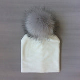 Autumn Winter Kids Girls Solid Velvet Hat With Pompon Baby Beanie Pompom Cap Children&#39;s Accessories