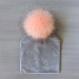 Autumn Winter Kids Girls Solid Velvet Hat With Pompon Baby Beanie Pompom Cap Children&#39;s Accessories