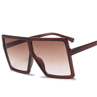 Leopard Big Flat Frame Vintage Sunglasses Women Luxury Brand Trendy Flat Top Sun Glasses Female Gradient Shades UV400 Protection