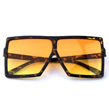 Leopard Big Flat Frame Vintage Sunglasses Women Luxury Brand Trendy Flat Top Sun Glasses Female Gradient Shades UV400 Protection