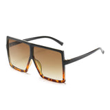 Leopard Big Flat Frame Vintage Sunglasses Women Luxury Brand Trendy Flat Top Sun Glasses Female Gradient Shades UV400 Protection