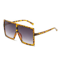 Leopard Big Flat Frame Vintage Sunglasses Women Luxury Brand Trendy Flat Top Sun Glasses Female Gradient Shades UV400 Protection