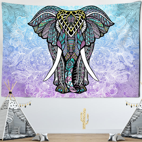 Indian Style Elephant Tapestry Wall Hanging Yoga Mat for Home Bedroom Decor Mandala Psychedelic Polyester Tapestry