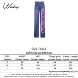 Weekeep Letter Print Fashion Streetwear Jeans Women High Waist Baggy Vintage Straight Trousers  Leisure Female Cargo Denim Pants