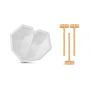 1 pc Heart Shape Silicone Cake Mold with Mini Wooden Hammers Chocolate Mousse Dessert Baking  Silicone Fondant Mold DIY