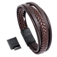 Vintage Handmade Feather Multilayer Leather Bracelet Sets Men Fashion Braiding Coffee Rope Wrap Bracelets &amp; Bangles Male Gift