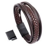 Vintage Handmade Feather Multilayer Leather Bracelet Sets Men Fashion Braiding Coffee Rope Wrap Bracelets &amp; Bangles Male Gift