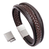 Vintage Handmade Feather Multilayer Leather Bracelet Sets Men Fashion Braiding Coffee Rope Wrap Bracelets &amp; Bangles Male Gift
