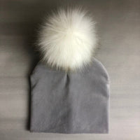 Autumn Winter Kids Girls Solid Velvet Hat With Pompon Baby Beanie Pompom Cap Children&#39;s Accessories