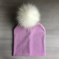 Autumn Winter Kids Girls Solid Velvet Hat With Pompon Baby Beanie Pompom Cap Children&#39;s Accessories