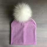 Autumn Winter Kids Girls Solid Velvet Hat With Pompon Baby Beanie Pompom Cap Children&#39;s Accessories