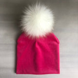 Autumn Winter Kids Girls Solid Velvet Hat With Pompon Baby Beanie Pompom Cap Children&#39;s Accessories
