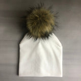 Autumn Winter Kids Girls Solid Velvet Hat With Pompon Baby Beanie Pompom Cap Children&#39;s Accessories