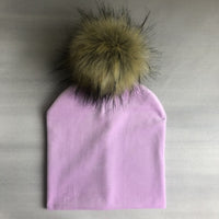 Autumn Winter Kids Girls Solid Velvet Hat With Pompon Baby Beanie Pompom Cap Children&#39;s Accessories