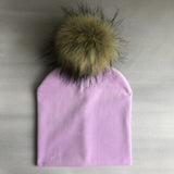 Autumn Winter Kids Girls Solid Velvet Hat With Pompon Baby Beanie Pompom Cap Children&#39;s Accessories