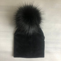 Autumn Winter Kids Girls Solid Velvet Hat With Pompon Baby Beanie Pompom Cap Children&#39;s Accessories