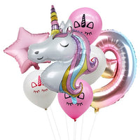 6pcs Rainbow Gradient Unicorn Party Balloon 32 inch Number Birthday Party Decorations Kids Unicorn Party Wedding Balloons Globos