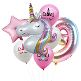 6pcs Rainbow Gradient Unicorn Party Balloon 32 inch Number Birthday Party Decorations Kids Unicorn Party Wedding Balloons Globos