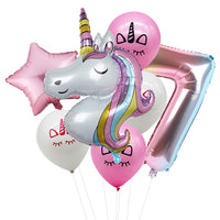 6pcs Rainbow Gradient Unicorn Party Balloon 32 inch Number Birthday Party Decorations Kids Unicorn Party Wedding Balloons Globos