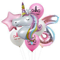6pcs Rainbow Gradient Unicorn Party Balloon 32 inch Number Birthday Party Decorations Kids Unicorn Party Wedding Balloons Globos