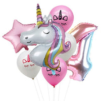 6pcs Rainbow Gradient Unicorn Party Balloon 32 inch Number Birthday Party Decorations Kids Unicorn Party Wedding Balloons Globos