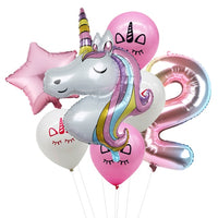 6pcs Rainbow Gradient Unicorn Party Balloon 32 inch Number Birthday Party Decorations Kids Unicorn Party Wedding Balloons Globos