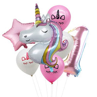 6pcs Rainbow Gradient Unicorn Party Balloon 32 inch Number Birthday Party Decorations Kids Unicorn Party Wedding Balloons Globos