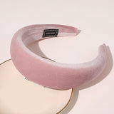 Autumn Winter Bright Color Flannel Headband For Women Wide Hairband Soft Thick Sponge Hair Hoop Turban Knitted Hair Accessories
